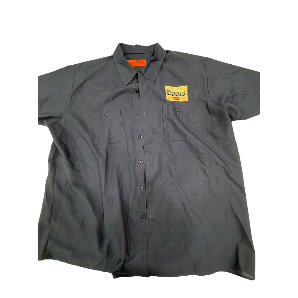 Coors Banquet Red Kap Work Shirt Mens 3XL Blue Beer Delivery Guy Patch Uniform